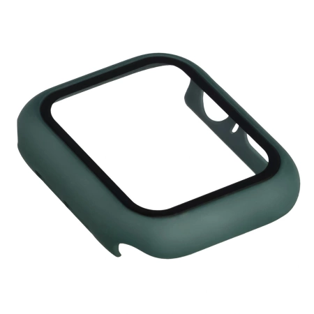 Etui ze szkłem do zegarka Bizon Case+Glass Watch do Apple Watch SE 3 / SE 2 / SE / 6 / 5 / 4 (40 mm), matowe ciemnozielone