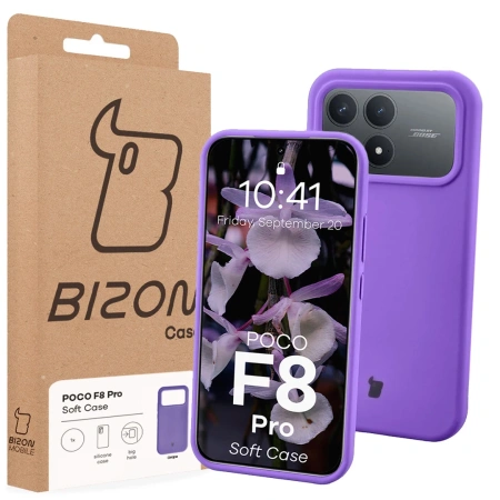 Silikonowe etui Bizon Soft Case do Xiaomi POCO F8 Pro, fioletowe