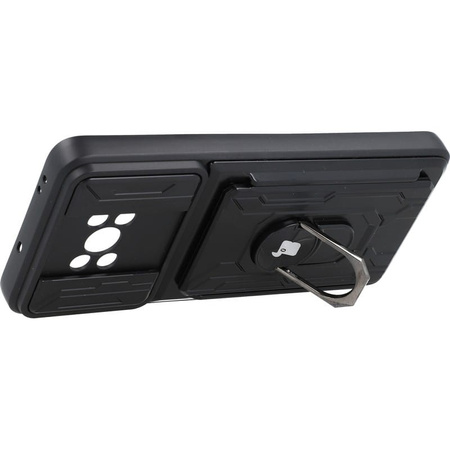 Etui Bizon Case Camshield Card Slot Ring do Xiaomi Poco X3 / X3 Pro / X3 NFC, czarne