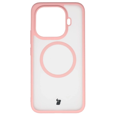 Etui z pierścieniem magnetycznym Bizon Case MatteO do Xiaomi 15T Pro, przydymione-jasnoróżowe