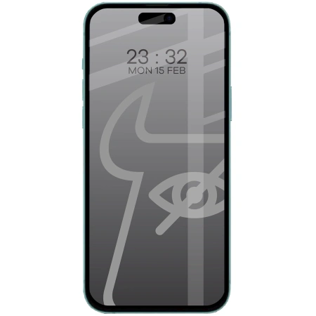 Prywatyzujące szkło hartowane Bizon Glass Edge Shadow do iPhone 15 Pro, przyciemniane z czarną ramką