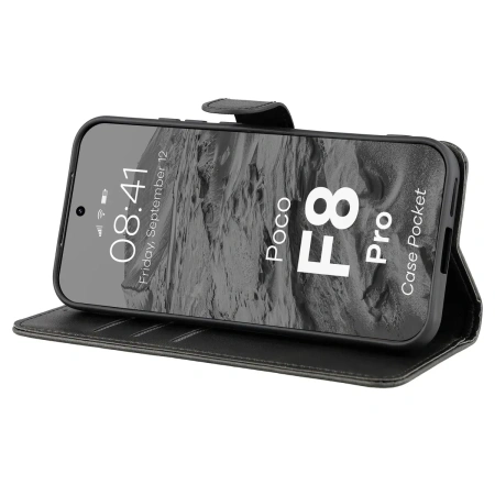 Etui z klapką Bizon Case Pocket do Xiaomi POCO F8 Pro, czarne