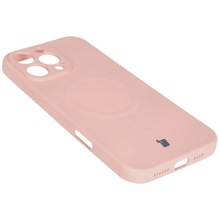 Silikonowe etui z pierścieniem magnetycznym Bizon Case Silicone Magnetic do iPhone 16 Pro Max, jasnoróżowe