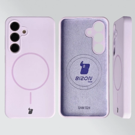 Silikonowe etui z pierścieniem magnetycznym Bizon Soft Case Magnetic do Galaxy S24, jasnofioletowe
