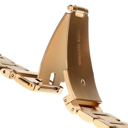 Pasek ze stali nierdzewnej do smartwatcha, Bizon Strap Watch Aura, QuickFit 22 mm, różowozłoty