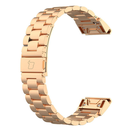 Pasek ze stali nierdzewnej do smartwatcha, Bizon Strap Watch Aura, QuickFit 22 mm, różowozłoty