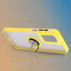 Etui z uchwytem na palec Bizon Case Hybrid Ring do Motorola Moto G55 5G, przydymione z żółtą ramką