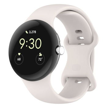 Silikonowy pasek Bizon Strap Watch Silicone S do Google Pixel Watch 3/Watch 2/Watch 1 41mm, perłowy