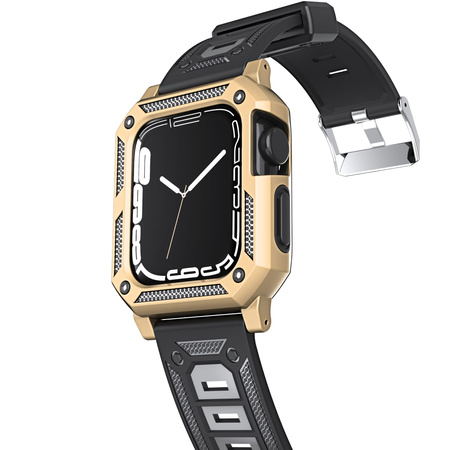 Etui z paskiem Bizon Strap + Case Watch Armor do Apple Watch 40 / 41mm, złote