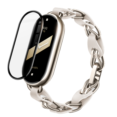 Szkło hybrydowe Bizon Glass Watch Edge Hybrid dla Mi Smart Band 8, czarne