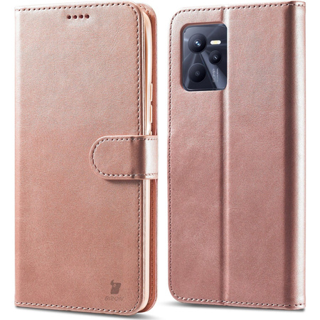 Etui Bizon Case Wallet do Realme C35, jasnoróżowe