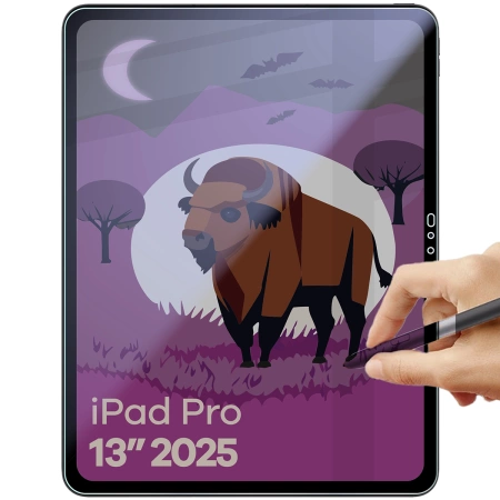 Prywatyzujące szkło hybrydowe Bizon Glass Tab Mule Shadow do iPad Pro 13" M5 2025, matowe