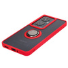 Etui z uchwytem na palec Bizon Case Hybrid Ring do Oppo Reno11 F 5G, przydymione z czerwoną ramką