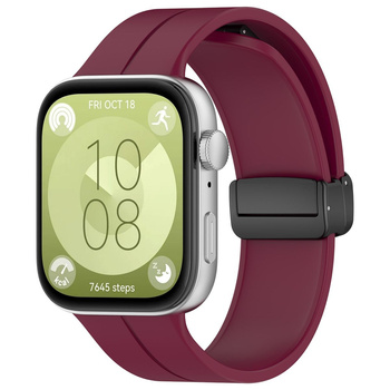 Silikonowy pasek Bizon Strap Watch Silicone L do Huawei Watch Fit 4 Pro/Fit 4/Fit 3, burgundowy