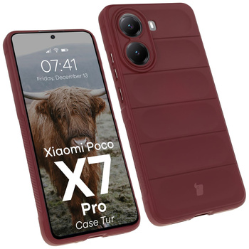 Pancerne etui Bizon Case Tur do Xiaomi Poco X7 Pro, burgundowe