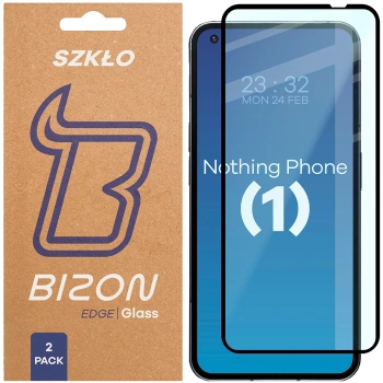 Szkło hartowane Bizon Glass Edge Duo do Nothing Phone 1, czarna ramka, 2 sztuki