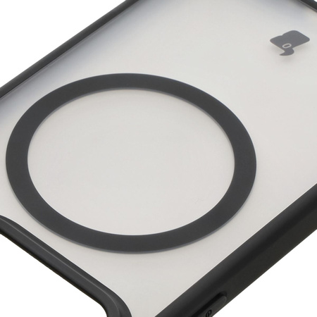 Etui z pierścieniem magnetycznym Bizon Case MatteO do Xiaomi 15, półprzezroczyste z czarną ramką