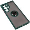 Etui z uchwytem na palec Bizon Case Hybrid Ring do Galaxy S23 Ultra, przydymione z ciemnozieloną ramką