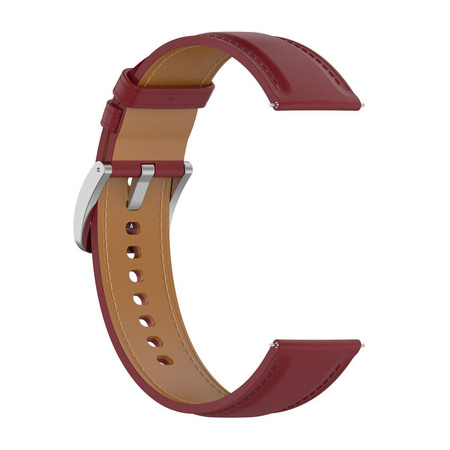 Pasek skórzany do smartwatcha, Bizon Strap Watch Casual, Quick Release 22 mm, bordowy