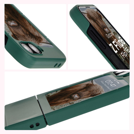 Pancerne etui Bizon Case Tur do Galaxy Z Flip7 FE / Z Flip6, ciemnozielone