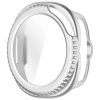 Etui ze szkłem do zegarka Bizon Case+Glass Watch do Samsung Galaxy Watch 8 Classic 46 mm, satynowo srebrne