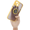 Etui z uchwytem na palec Bizon Case Hybrid Ring do iPhone 14, przydymione z żółtą ramką