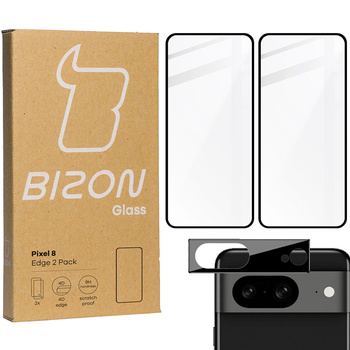 2x Szkło + szybka na aparat BIZON Edge 2 Pack  do Pixel 8