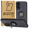 Etui z uchwytem na palec Bizon Case Hybrid Ring do Oppo A78 4G, przydymione z czarną ramką