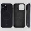 Silikonowe etui z pierścieniem magnetycznym Bizon Soft Case Magnetic do iPhone 15 Pro Max, czarne