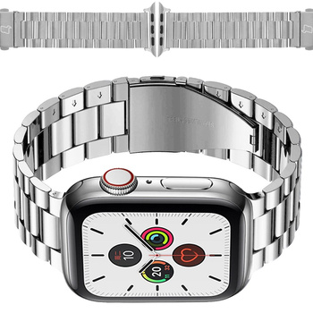 Pasek ze stali nierdzewnej Bizon Strap Watch Aura do Apple Watch 38/40/41/42 mm, srebrny