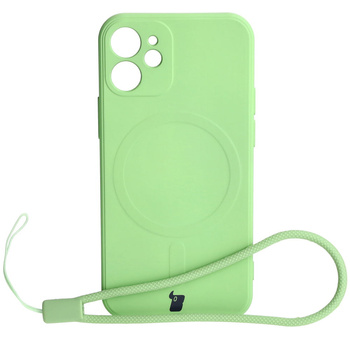Etui Bizon Case Silicone Magnetic Sq do iPhone 12 Mini, jasnozielone