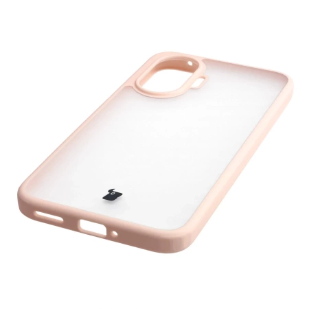 Etui Bizon Case Angelo do Xiaomi POCO F7, półprzezroczyste z różową ramką