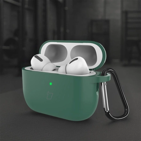 Silikonowe etui z karabińczykiem Bizon Case Headphone Silicone do AirPods Pro 3, ciemnozielone