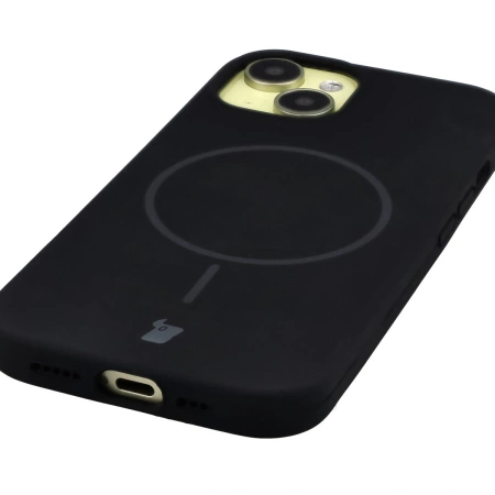 Silikonowe etui z pierścieniem magnetycznym Bizon Soft Case Magnetic do iPhone 15, czarne