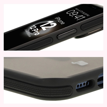 Etui z podstawką i pierścieniem magnetycznym Bizon Case Eclipse do iPhone 12 / iPhone 12 Pro , przydymione z czarną ramką