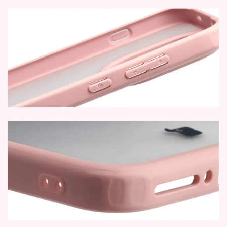 Etui Bizon Case Angelo do OnePlus 15, półprzezroczyste z jasnoróżową ramką