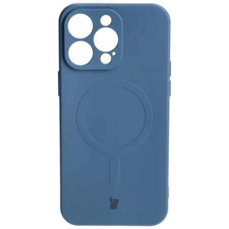 Etui silikonowe z pierścieniem magnetycznym Bizon Case Silicone Magnetic do iPhone 15 Pro Max, granatowe