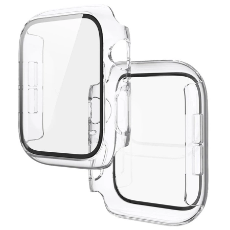 Etui ze szkłem do zegarka Bizon Case+Glass Watch do Apple Watch SE 3 / SE 2 / SE / 6 / 5 / 4 (44 mm), przezroczyste