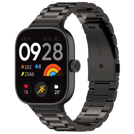 Pasek ze stali nierdzewnej Bizon Strap Watch Aura do  Xiaomi Redmi Watch 5/4 / Smart Band 9/8 Pro, czarny
