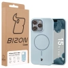 Silikonowe etui z pierścieniem magnetycznym Bizon Soft Case Magnetic do iPhone 15 Pro Max, błękitne