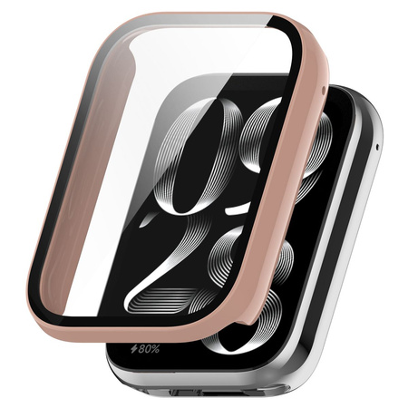 Etui ze szkłem do zegarka Bizon Case+Glass Watch do Xiaomi Mi Smart Band 9 Pro, różowe