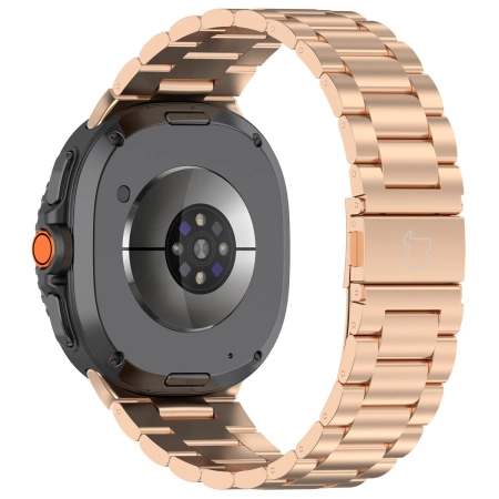 Pasek ze stali nierdzewnej Bizon Strap Watch Aura do Samsung Galaxy Watch 8 40 mm / 44 mm / 8 Classic 46 mm, różowozłoty