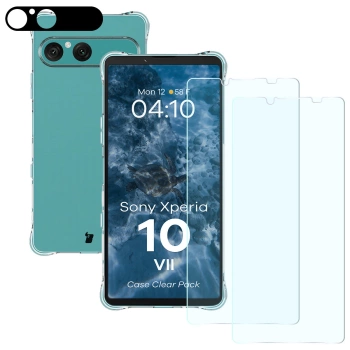 Etui + 2x szkło hartowane + szkiełko na obiektyw Bizon Case Clear Pack do Sony Xperia 10 VII