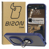 Etui z uchwytem na palec Bizon Case Hybrid Ring do Honor Magic7 Pro, przydymione z granatową ramką