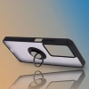Etui z uchwytem na palec Bizon Case Hybrid Ring do Realme C75 4G / 14x 5G, przydymione z czarną ramką