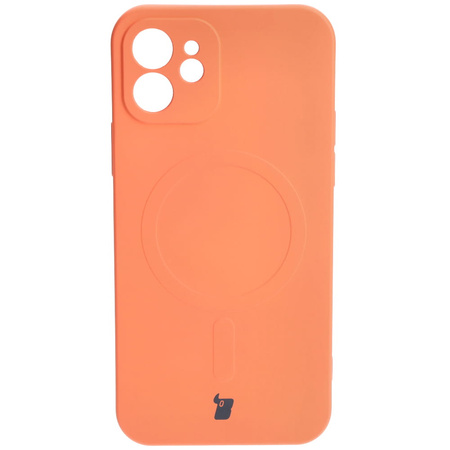 Etui silikonowe z pierścieniem magnetycznym Bizon Case Silicone Magnetic do iPhone 12, marchewkowe