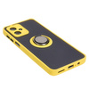 Etui z uchwytem na palec Bizon Case Hybrid Ring do Motorola Moto G54 5G/G54 Power, przydymione z żółtą ramką