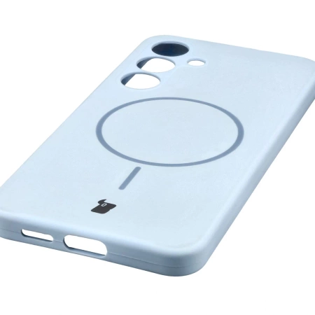 Silikonowe etui z pierścieniem magnetycznym Bizon Soft Case Magnetic do Galaxy S25 Plus, błękitne