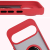 Etui z uchwytem na palec Bizon Case Hybrid Ring do Google Pixel 10 / 10 Pro, przydymione z czerwoną ramką