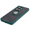 Etui z uchwytem na palec Bizon Case Hybrid Ring do Xiaomi Redmi Note 13 Pro+ 5G, przydymione z ciemnozieloną ramką